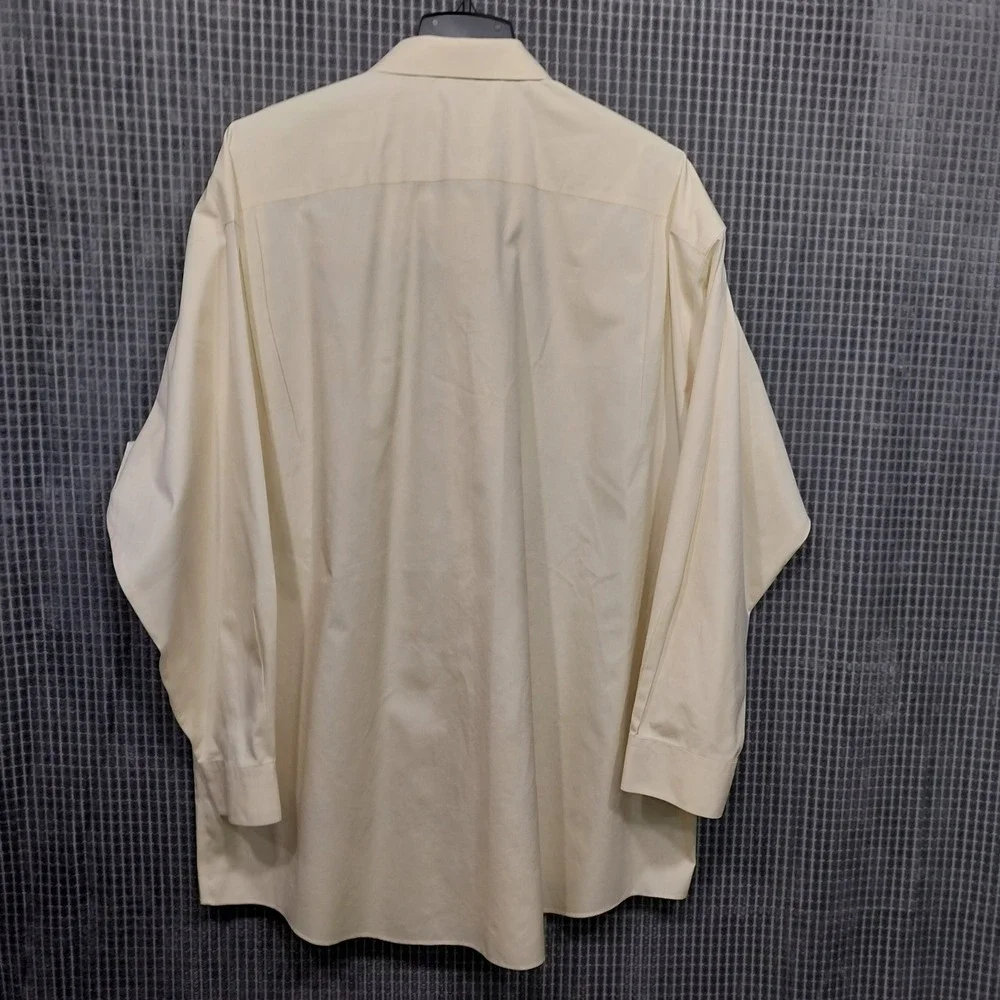 Roberto Villini Mens Dress Shirt Non-Iron Travel Collection 19 36/37 Tall Cream